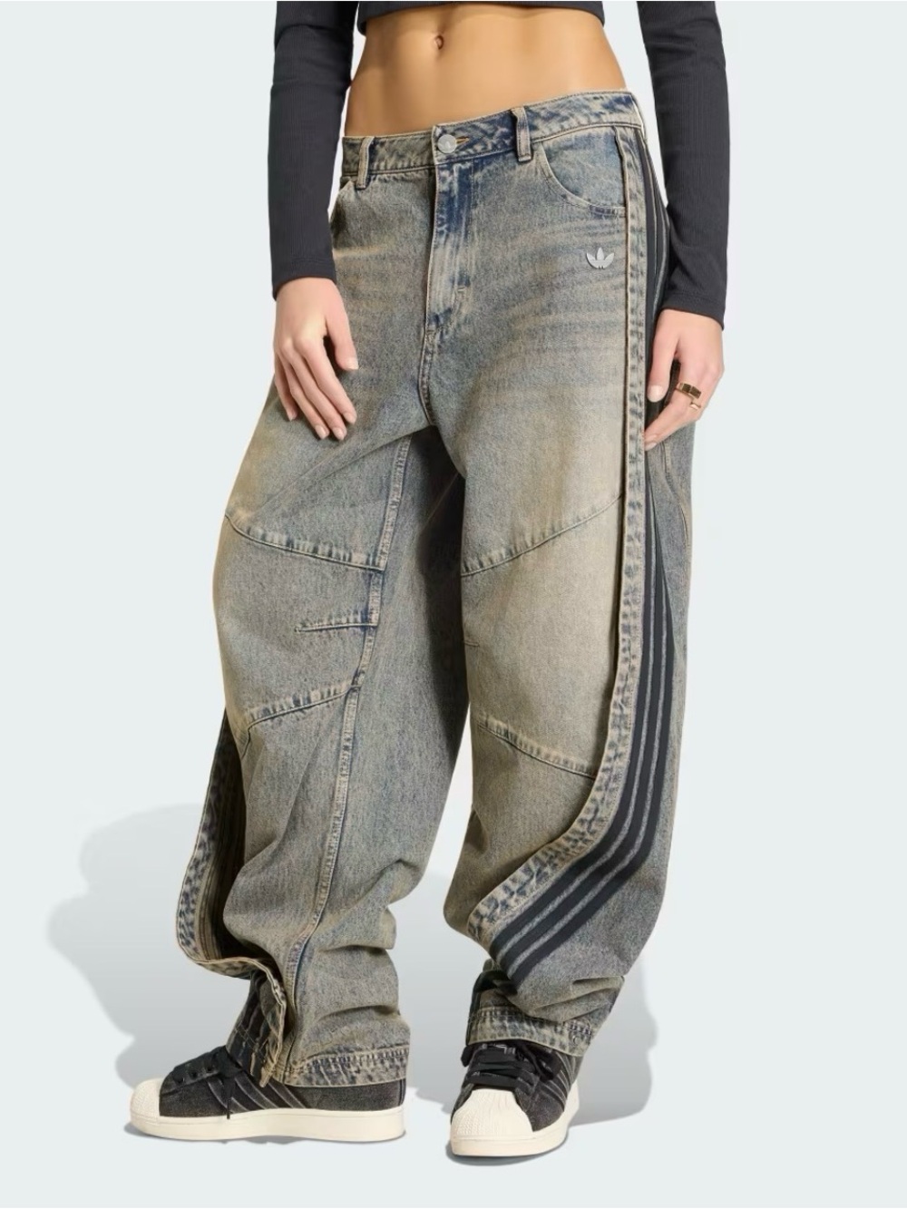 Nwt Adidas Adilenium 5.0 banana overlay denim pants sz 26/32